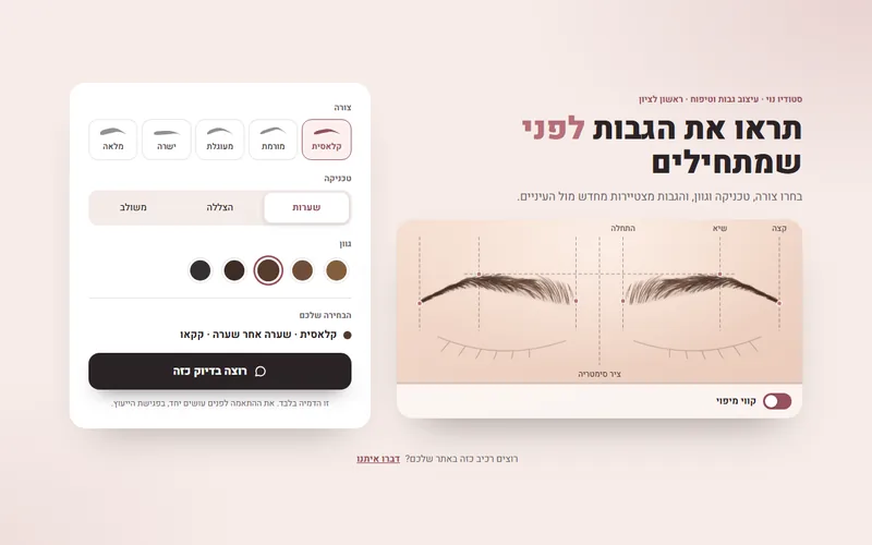 סימולטור גבות חי, שערה אחר שערה, דמו חי