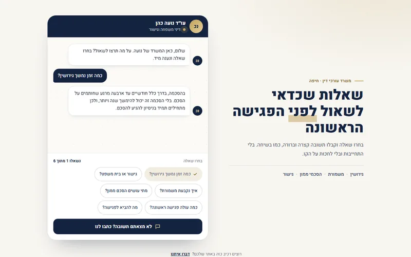 שאלות נפוצות בסגנון צ'אט, דמו חי