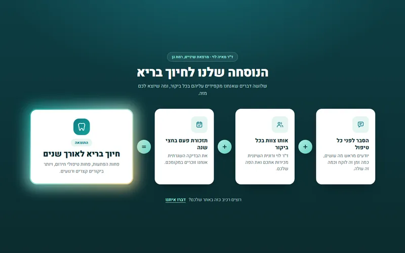 סקשן משוואה שמסביר את הערך שלכם, דמו חי