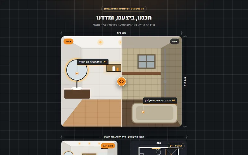 לפני ואחרי עם קווי מידה, דמו חי