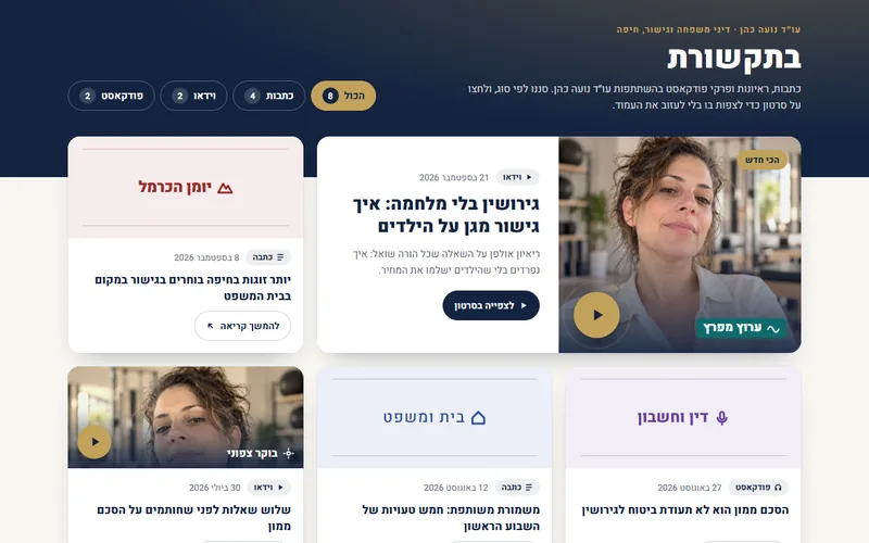 כתבו עלינו: כרטיסי כתבות וסרטונים, דמו חי