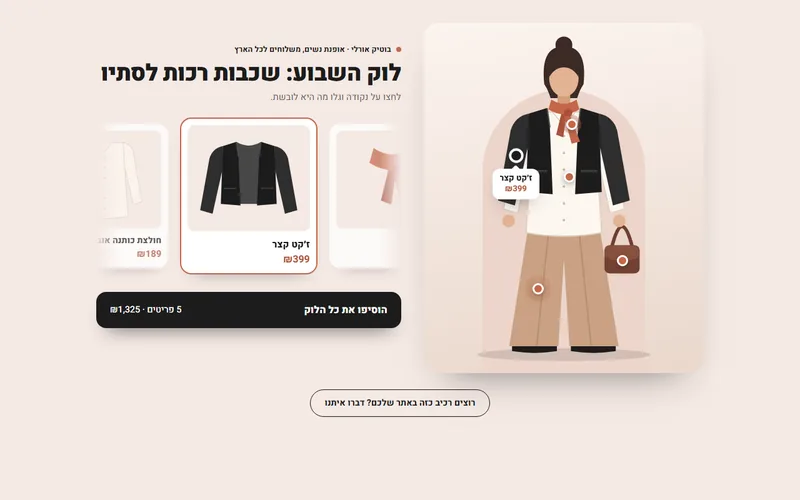 קנו את הלוק עם נקודות חמות, דמו חי
