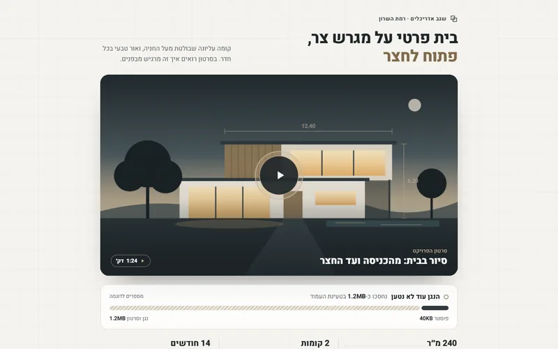 נגן וידאו קליל שנטען רק בלחיצה, דמו חי